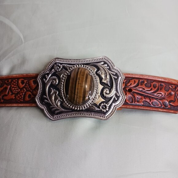 Vintage Western Men's Brown Leather Belt size 44 - Picture 2 of 8